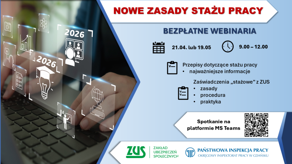 NOWE ZASADY STAŻU PRACY W 2026 - zapraszamy na webinar