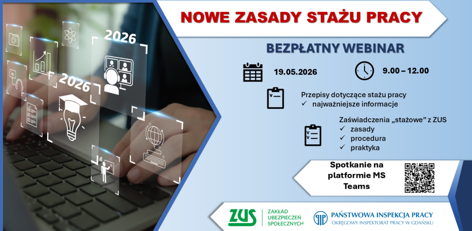 NOWE ZASADY STAŻU PRACY W 2026 - zapraszamy na webinar