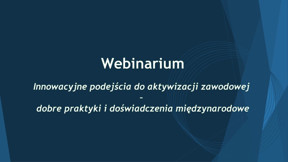 WEBINAR- Innowacyjne podejścia do aktywizacji zawodowej – dobre praktyki i doświadczenia międzynarodowe